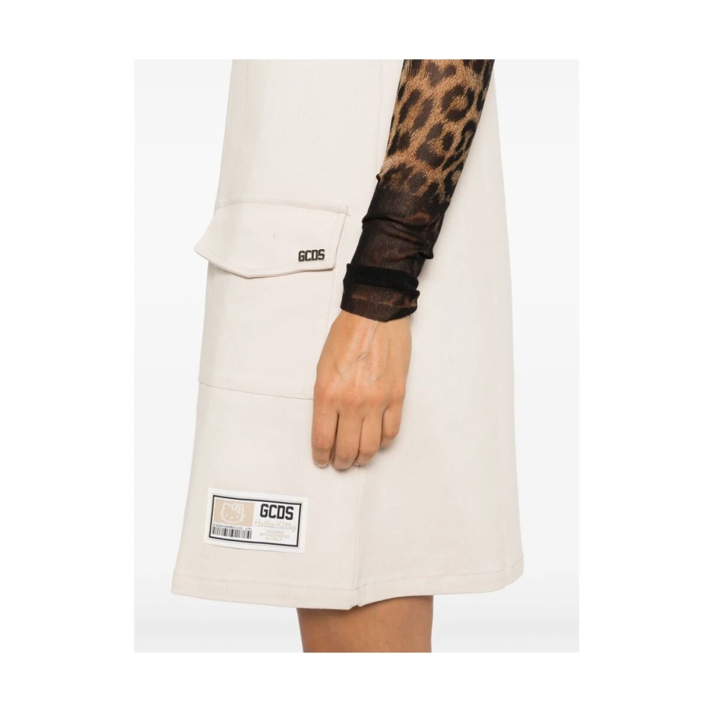 Gcds Beige Gabardine Mouwloze Jurk White Dames