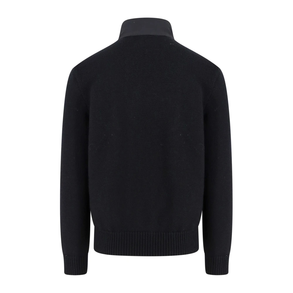 Moncler Wollen gewatteerde jas met hoge kraag Black Heren