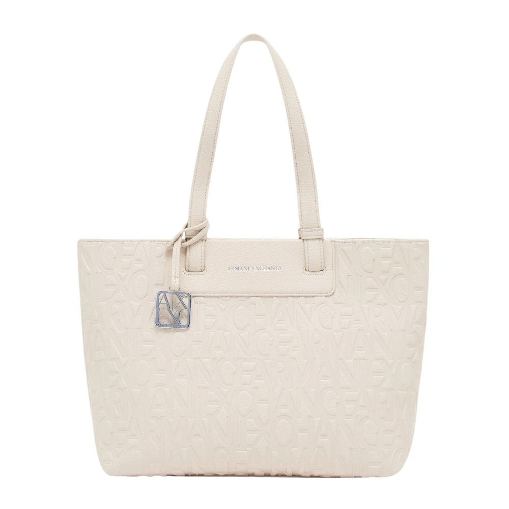 Armani Exchange Beige Shopping Bags, Female, One Size, Large Shopping Bag