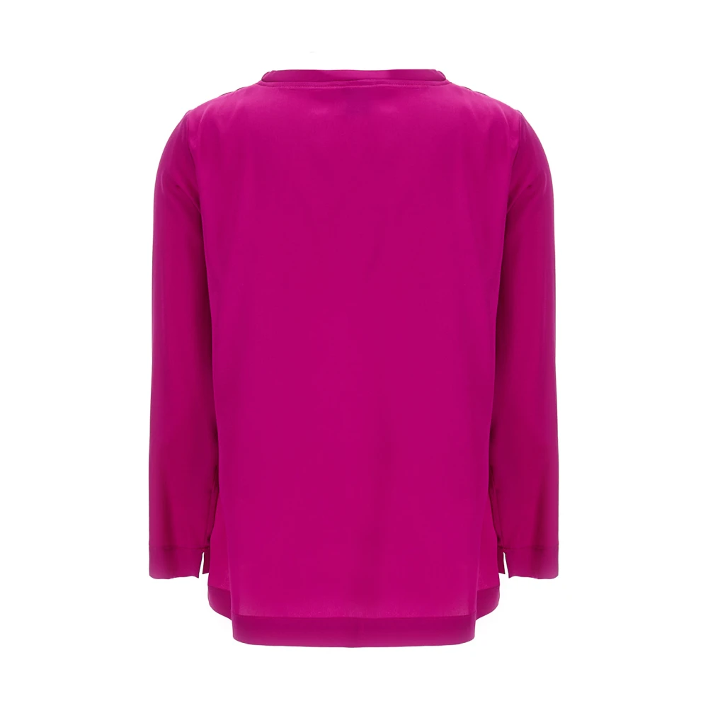 Plain Units Fuchsia Zijden Crewneck Sweater Pink Dames