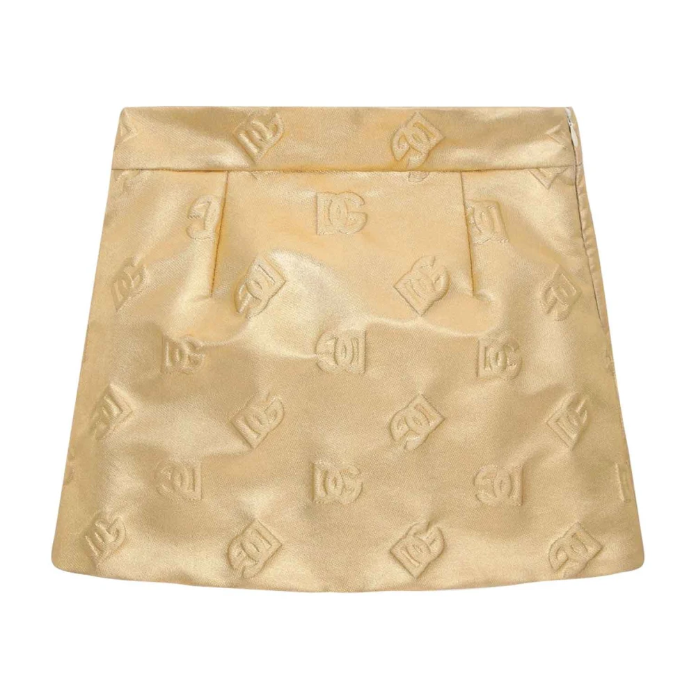 Dolce & Gabbana Guld Logo Print Kjol Yellow, Flicka