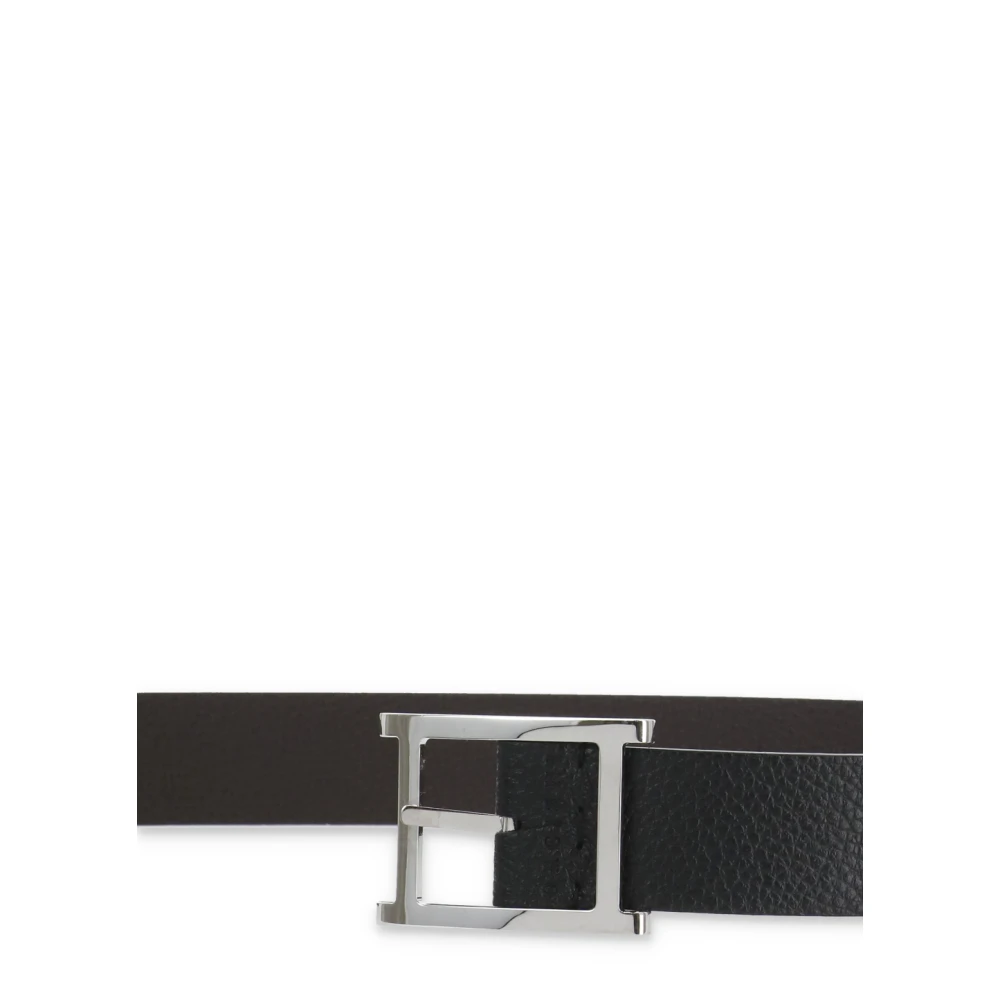 Orciani Zwart Pebble Leren Omkeerbare Riem Black Heren