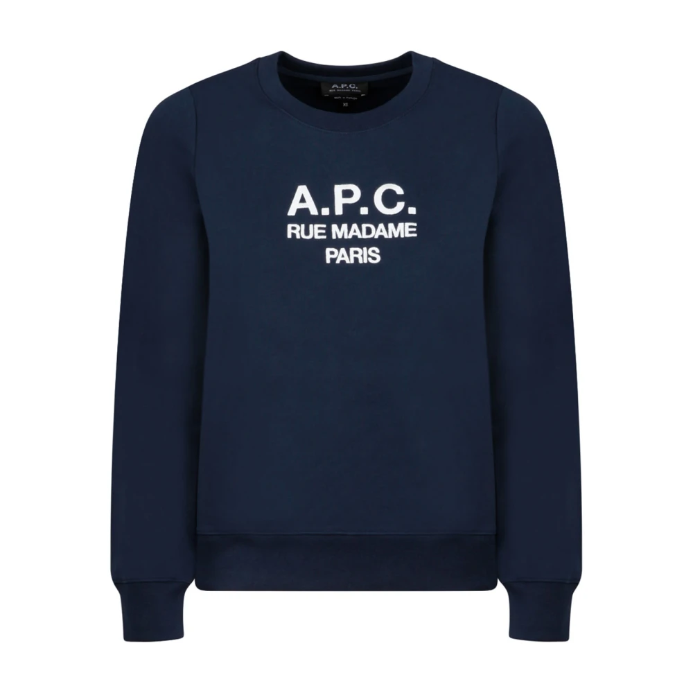 A.p.c. Blå Marinblå Sweatshirt Med Logobroderi
