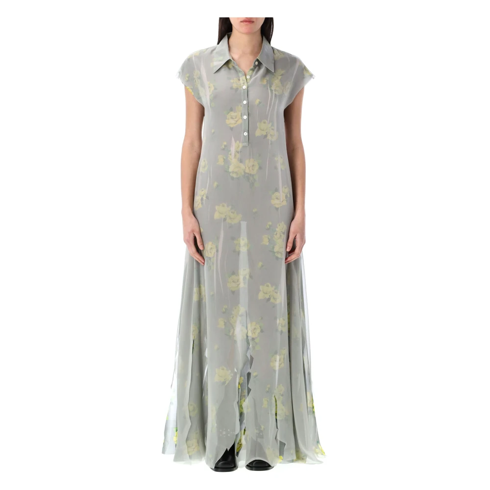 Acne Studios Vintage Rose Print Maxi Jurk Gray Dames