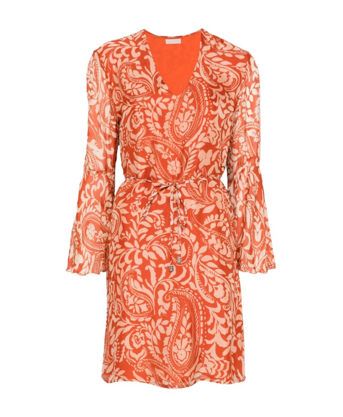 robe-marron-multicolore-col-en-v