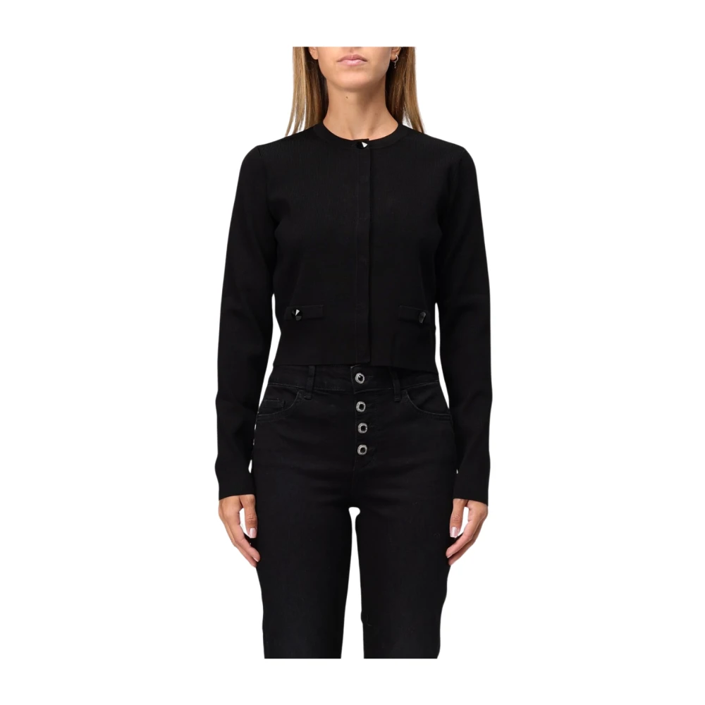 Liu Jo Zwarte cardigan met ronde hals en knoopsluiting Black Dames