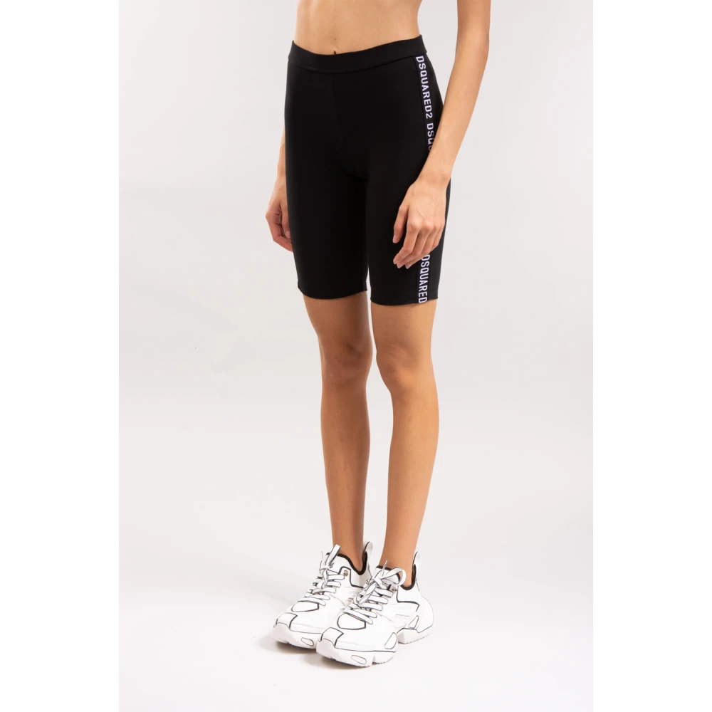 Dsquared2 Fietsbroek met Logo Strepen Black Dames
