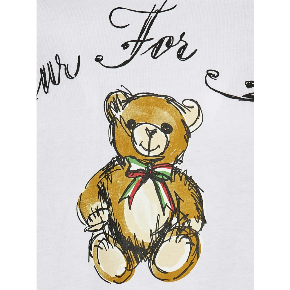 Moschino Witte Teddybeerprint Oversized T-shirt White Dames