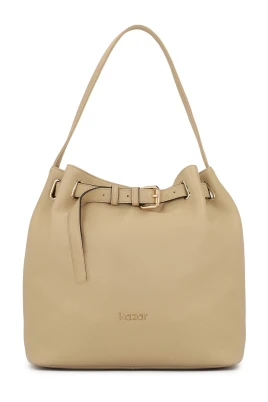 Beige väskaformad handväska