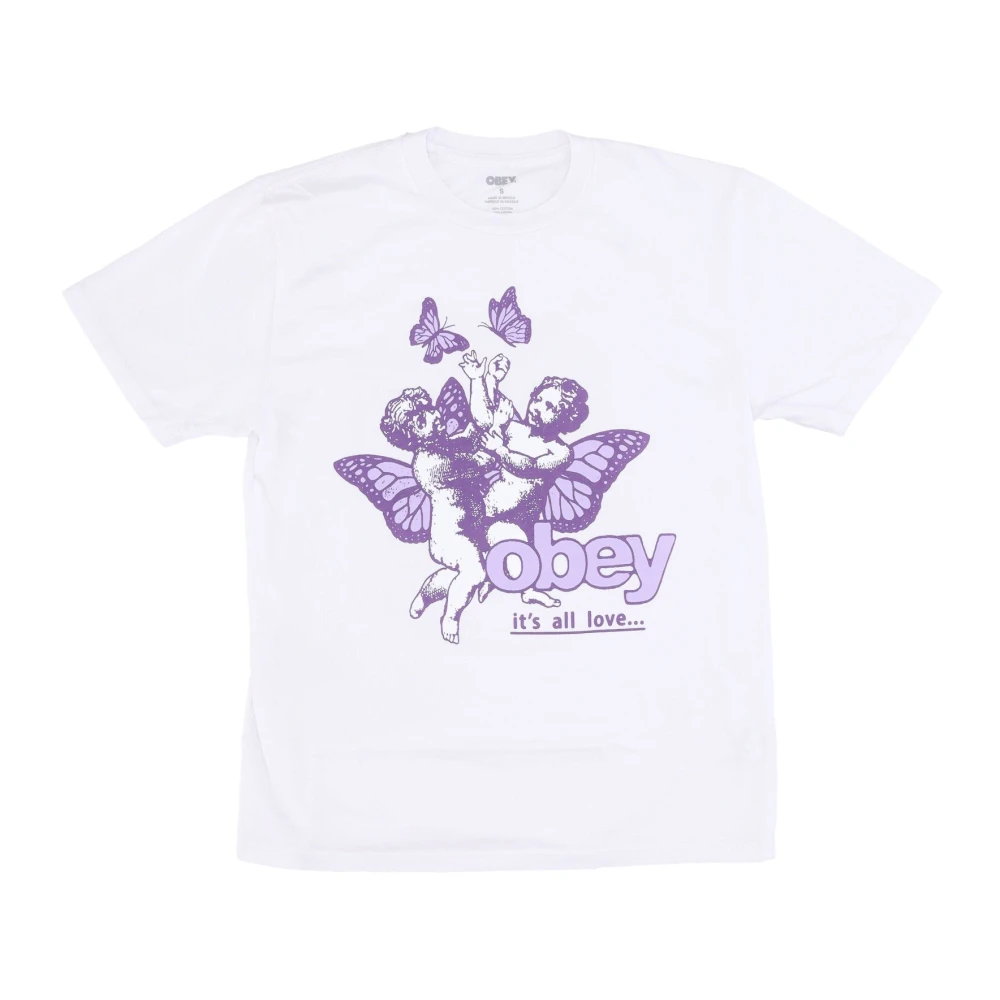 Obey Cherubs Liefde Print T-Shirt Wit White Dames