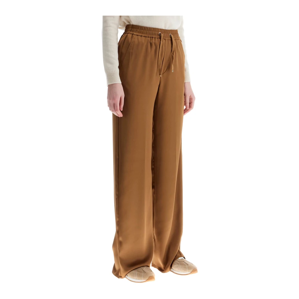 Herno Wijde Pijpen Satijnen Broek Brown Dames