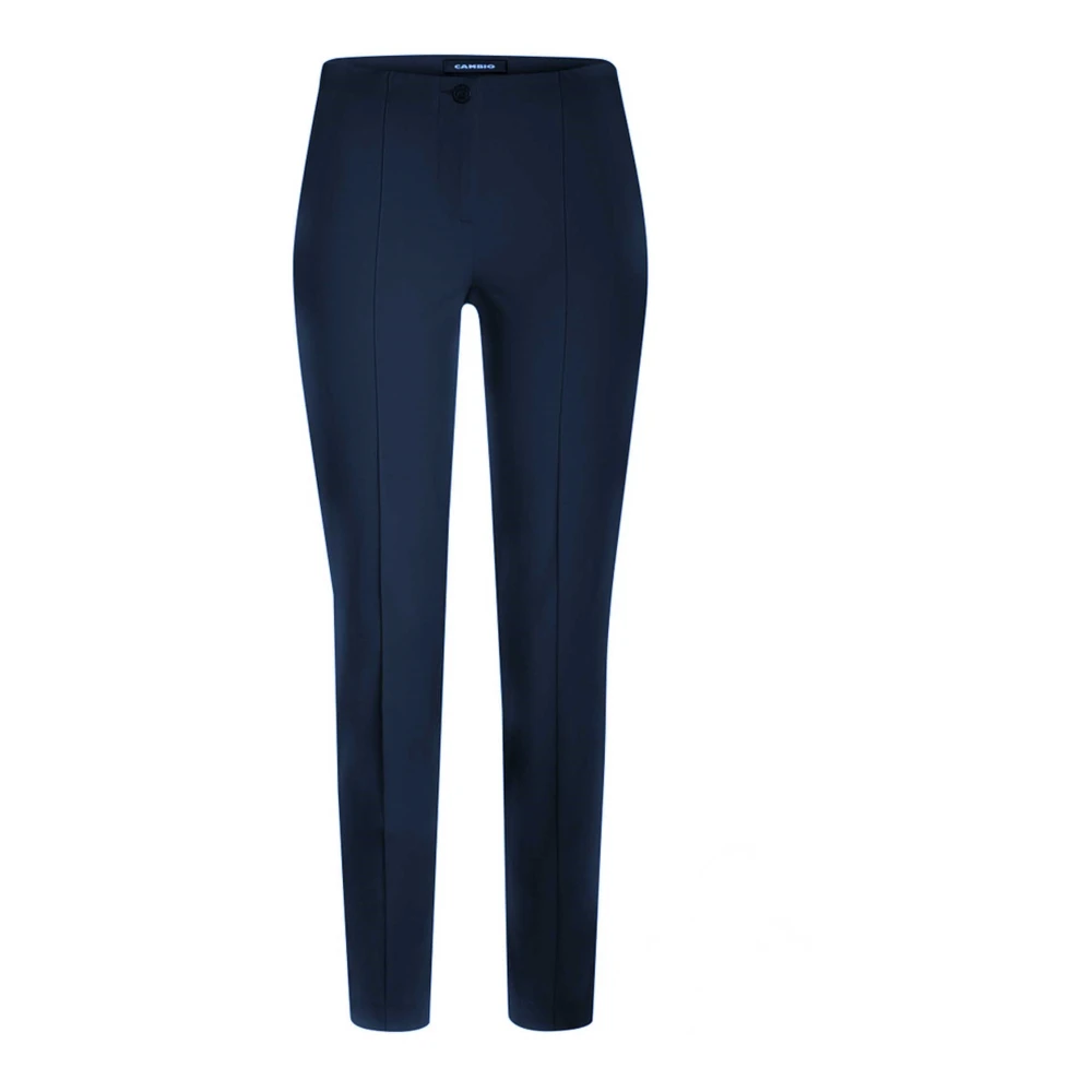Cambio Women's Blue Slim-Fit Trousers, Xs, High Waist Navy Trousers With Slim Legs