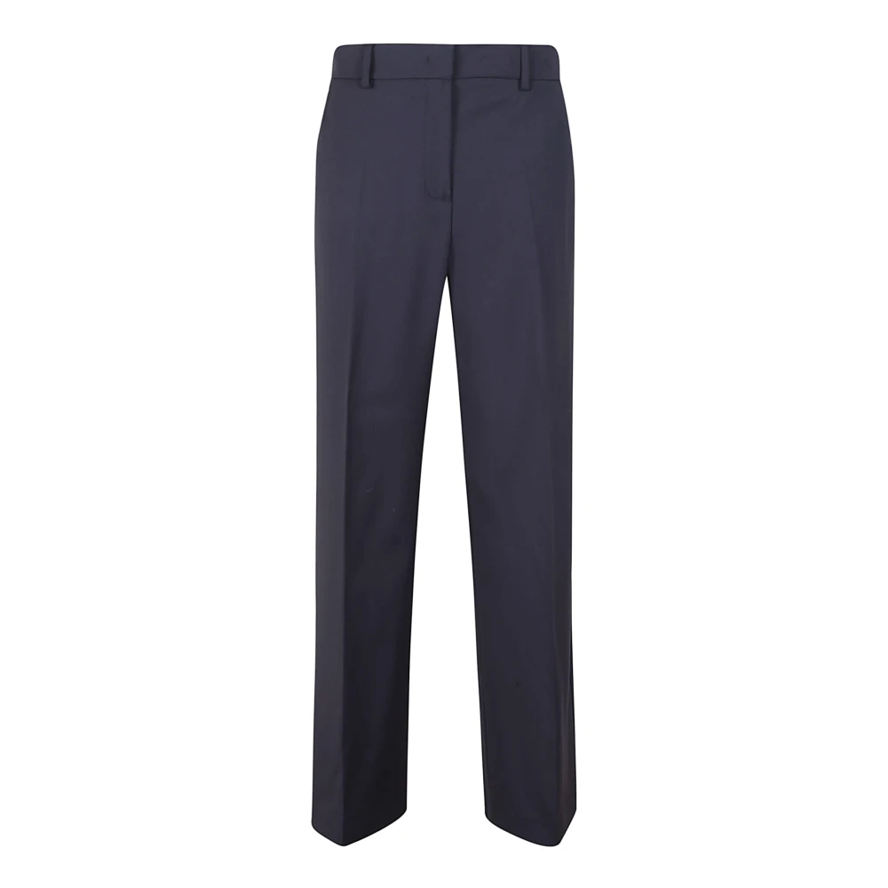 Weekend Max Mara Women's Blue Straight Trousers, 2XS, Visivo Wool Canvas Palazzo Pleated Trouser