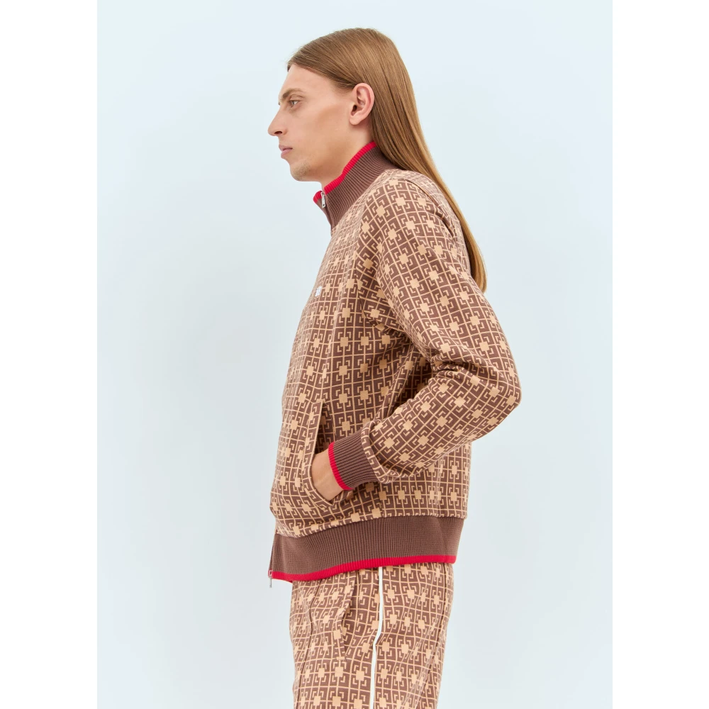 Wales Bonner Grafische Jacquard Zip-Up Sweatshirt Brown Heren