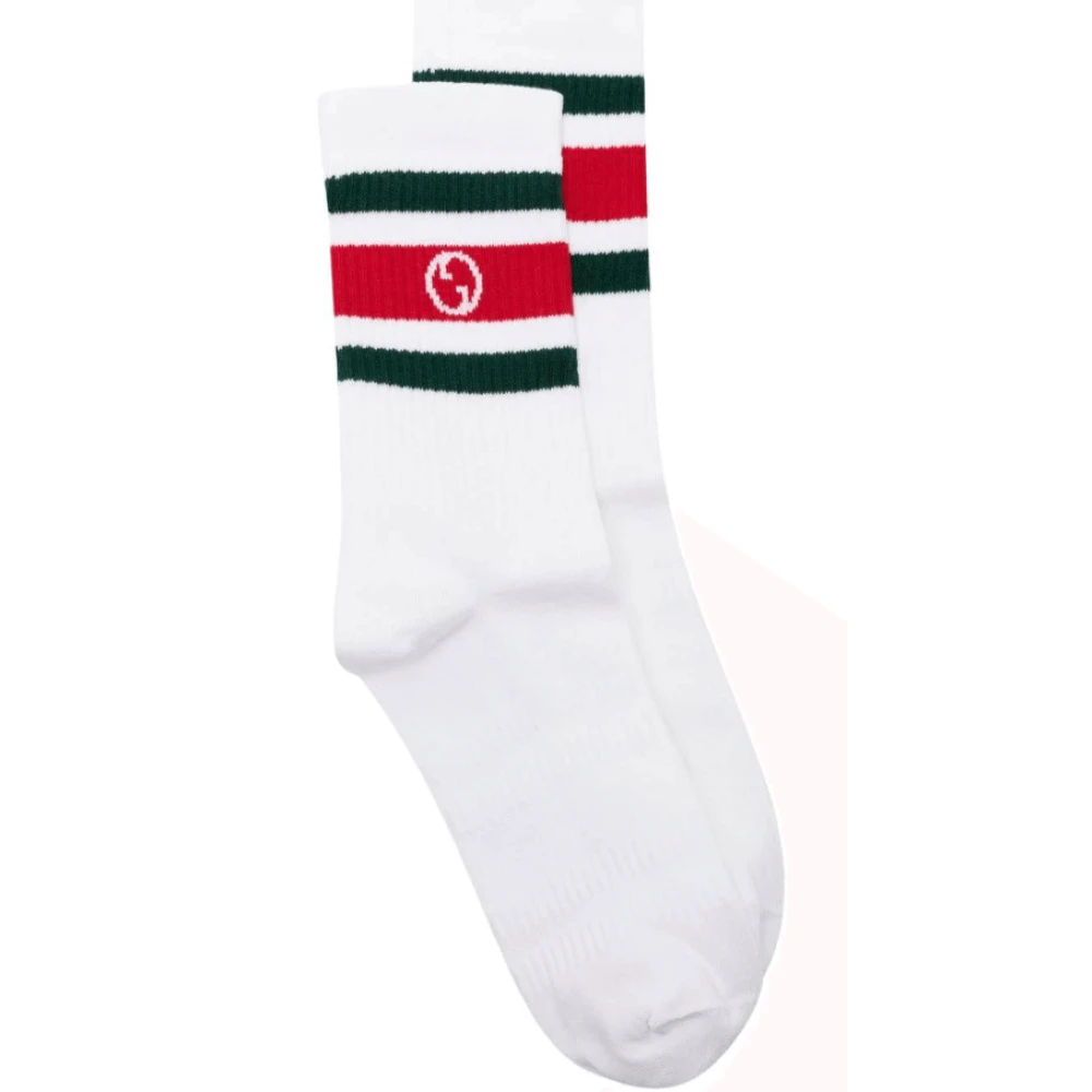 Gucci Witte katoenen sokken tot halverwege de kuit met Interlocking G-logo White Unisex
