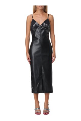 robe-midi-en-cuir-a-paillettes-noire