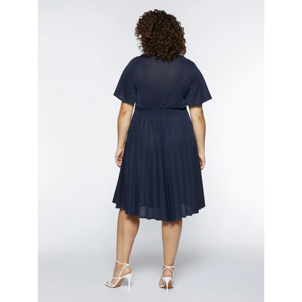 Fiorella Rubino Lurex Jersey Plooi Jurk Blue Dames