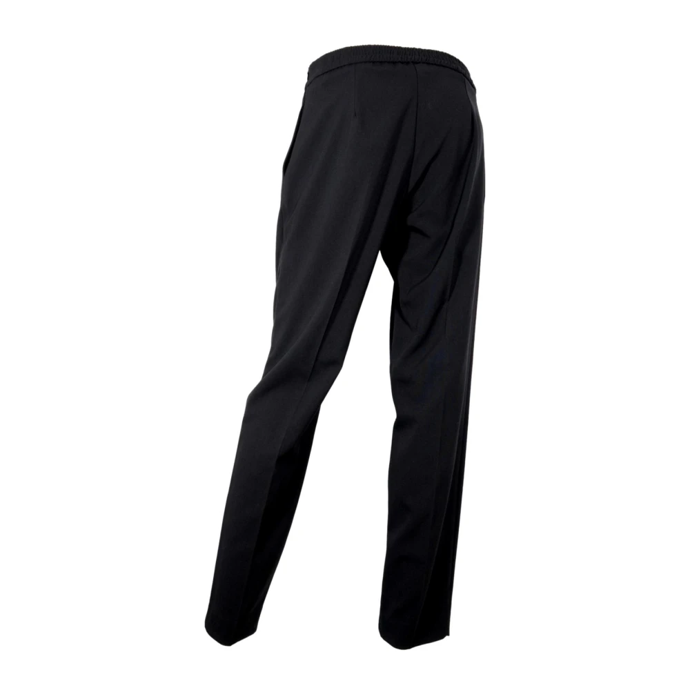 Kaos Rechte Pijp Elastische Taille Broek Zwart Black Dames