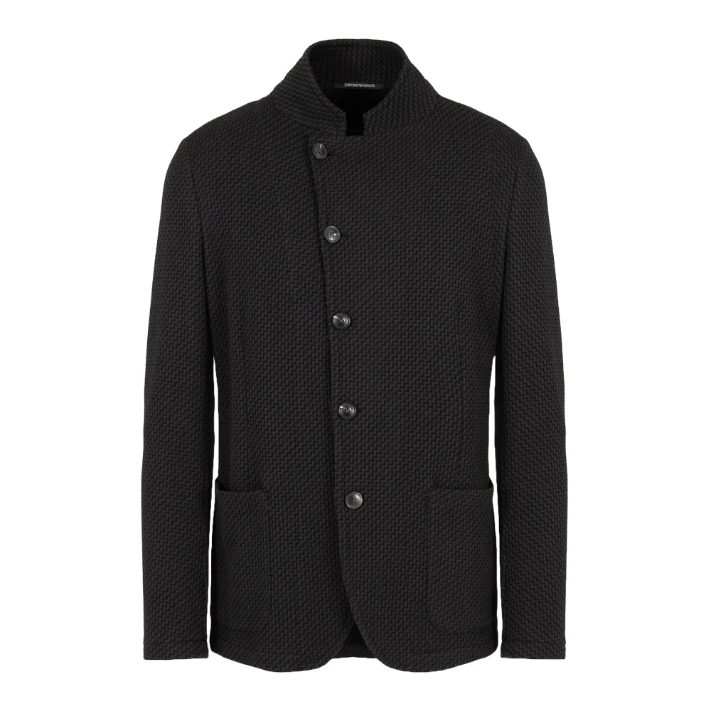 Emporio Armani Guru Kraag Jas 3D Effect Black Heren