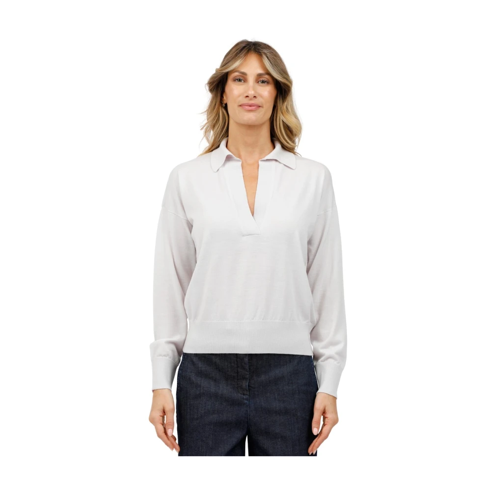 Alpha Studio Polo met wijde hals Gray Dames