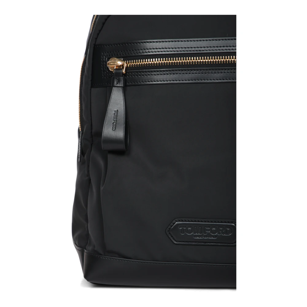 Tom Ford Minimalistische Nylon Rugzak met Gouden Accenten Black Heren