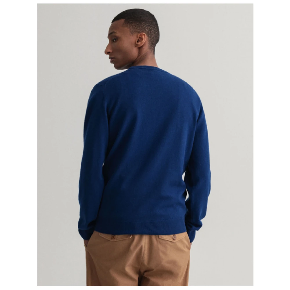 Gant Extra Fijne Wol Ronde Hals Trui Blue Heren