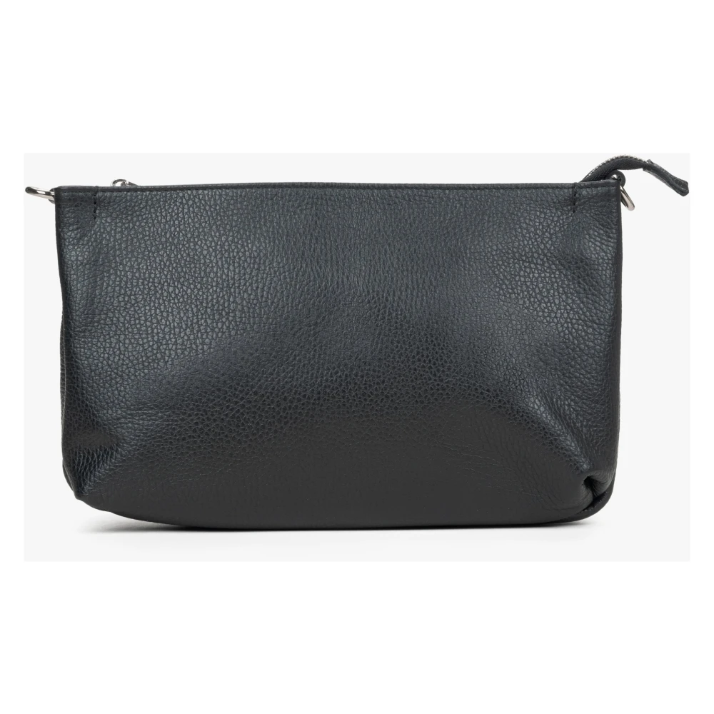Estro Zwarte crossbodytas voor dames gemaakt van premium Italiaans leer Black Dames