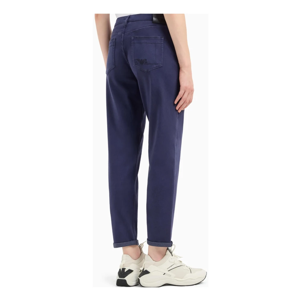 Emporio Armani Relaxed fit jeans met leren afwerking Blue Dames