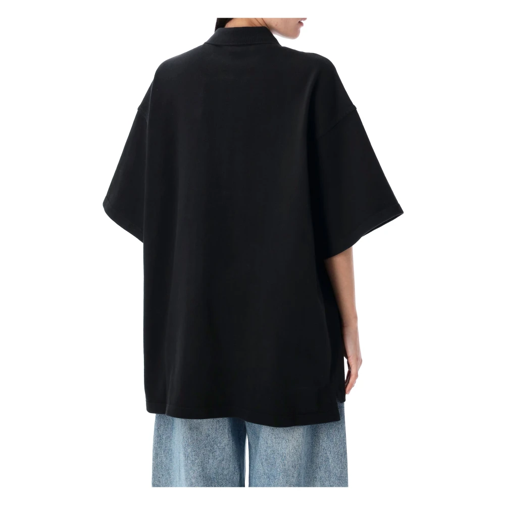 alexander wang Zwart Gewassen Oversized Poloshirt Black Dames