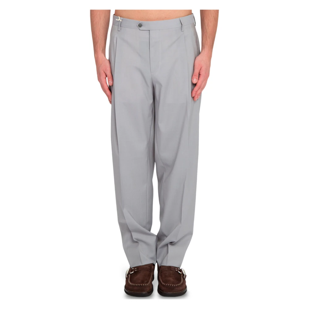 Briglia Wollen Plooi Broek Gray Heren