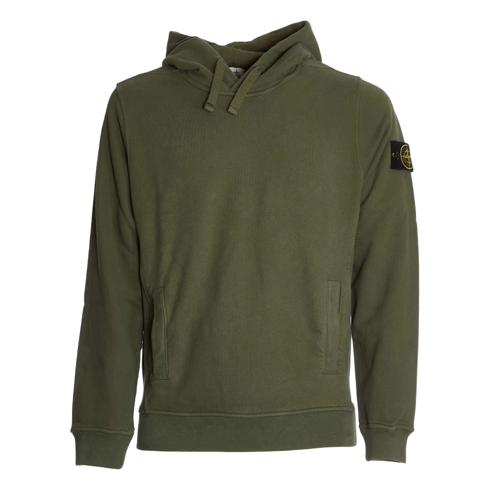 Stone Island Logo Hoodie met Fleece Interieur Gray Heren