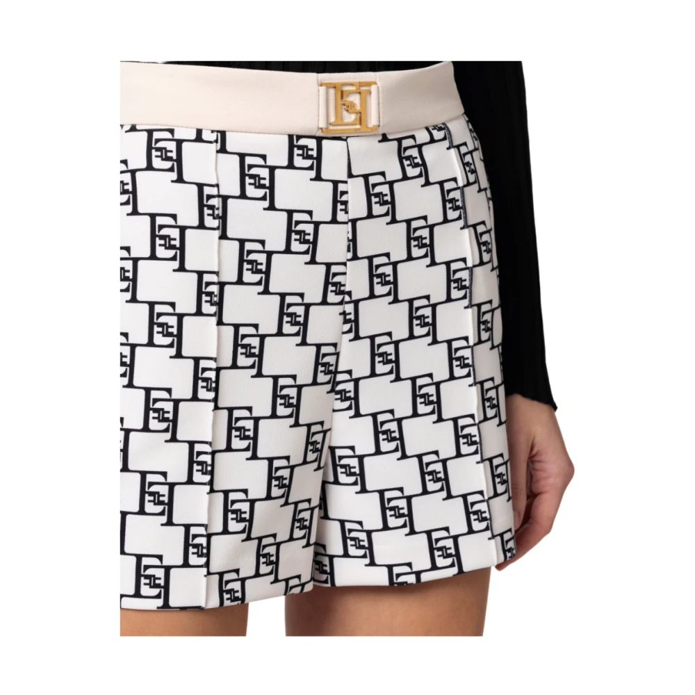 Elisabetta Franchi Shorts met Hoge Taille en Logo Print Multicolor Dames