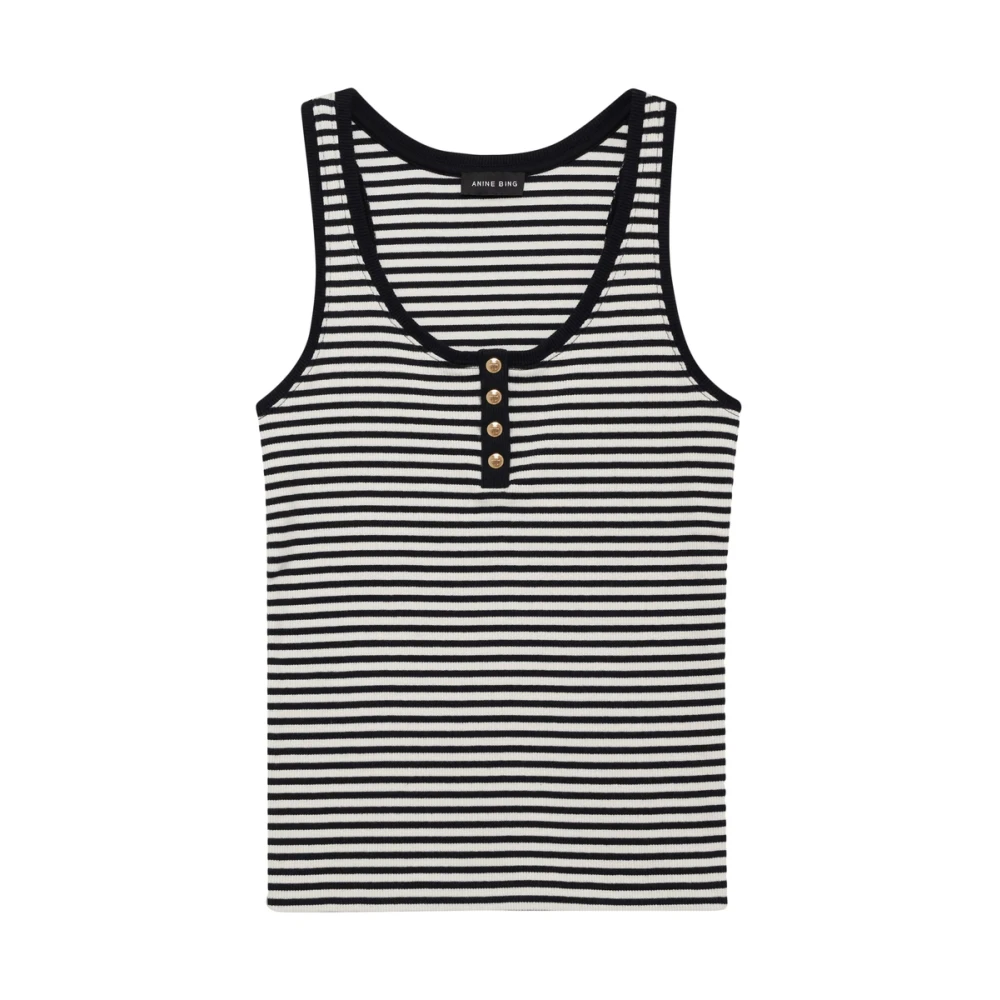 Anine Bing Zwarte Mouwloze Top met Ronde Hals Black Dames