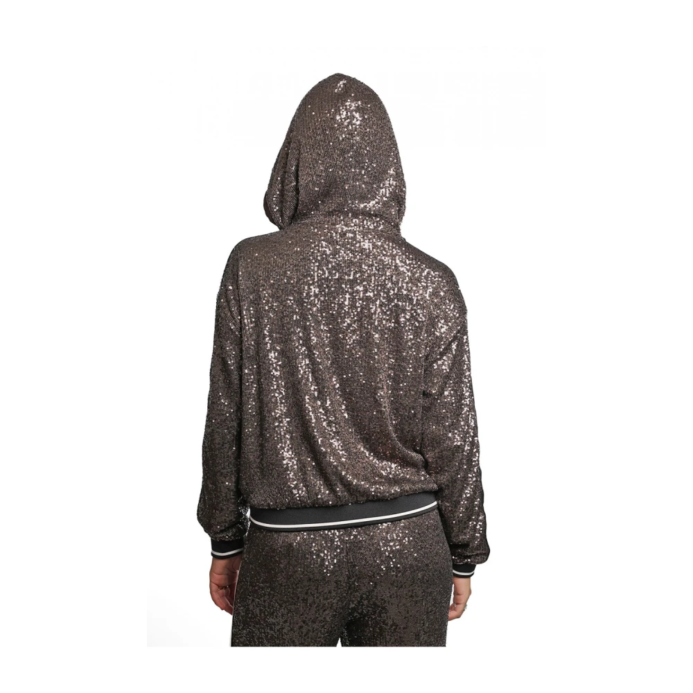 Guess Bruine paillet hoodie met rits Brown Dames