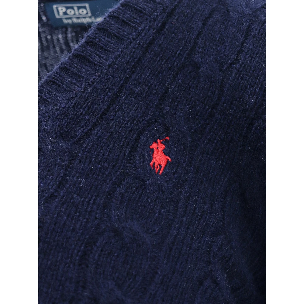 Polo Ralph Lauren Luxe V-hals Gebreide Trui Blue Dames