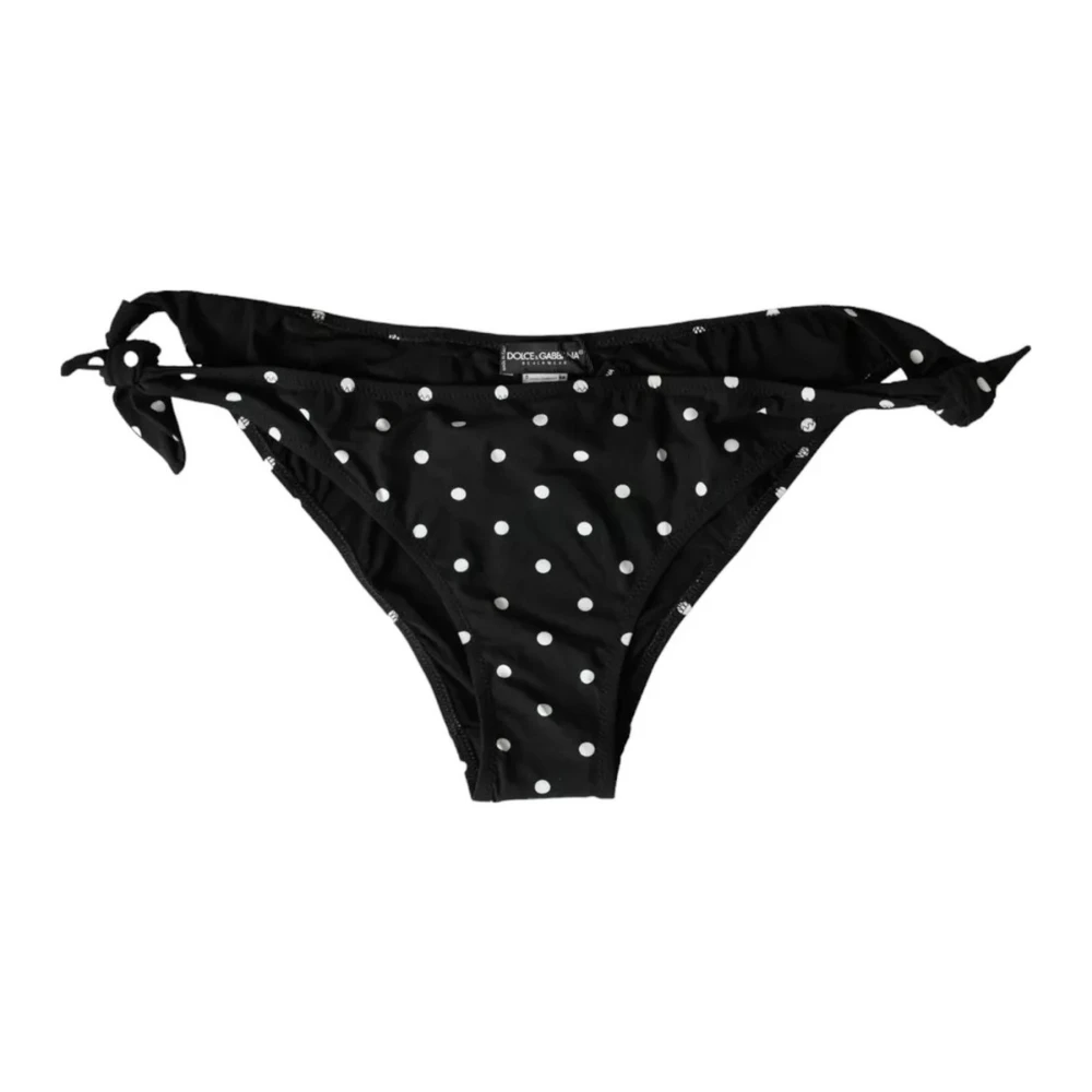 Dolce & Gabbana , Bikinis, Female, Black, One Size, Polka Dot Bikini Bottom Swimwear