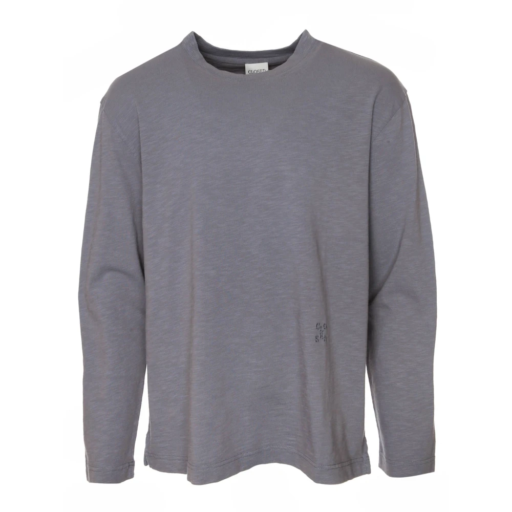 Closed Geribbeld Longsleeve Monogram Borduurwerk Gray Heren