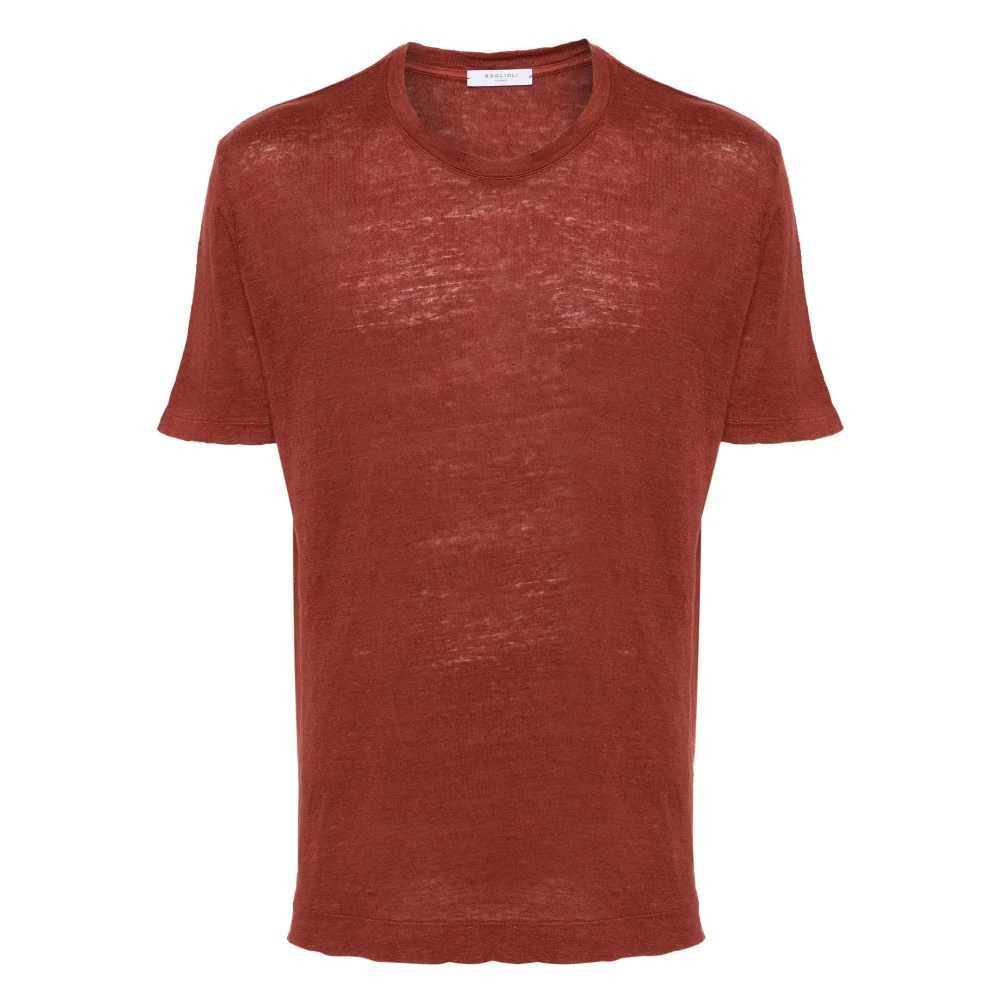 Boglioli Linnen T-shirt Red Heren