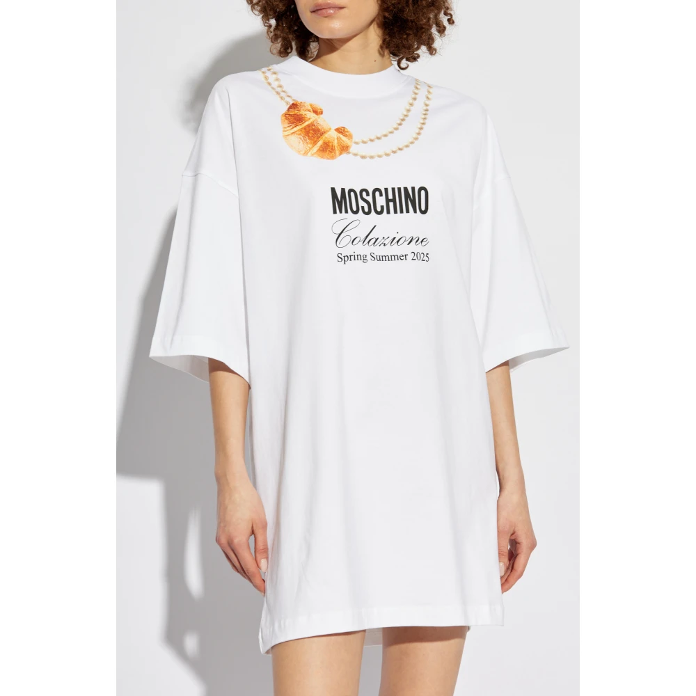 Moschino Jurk met print White Dames
