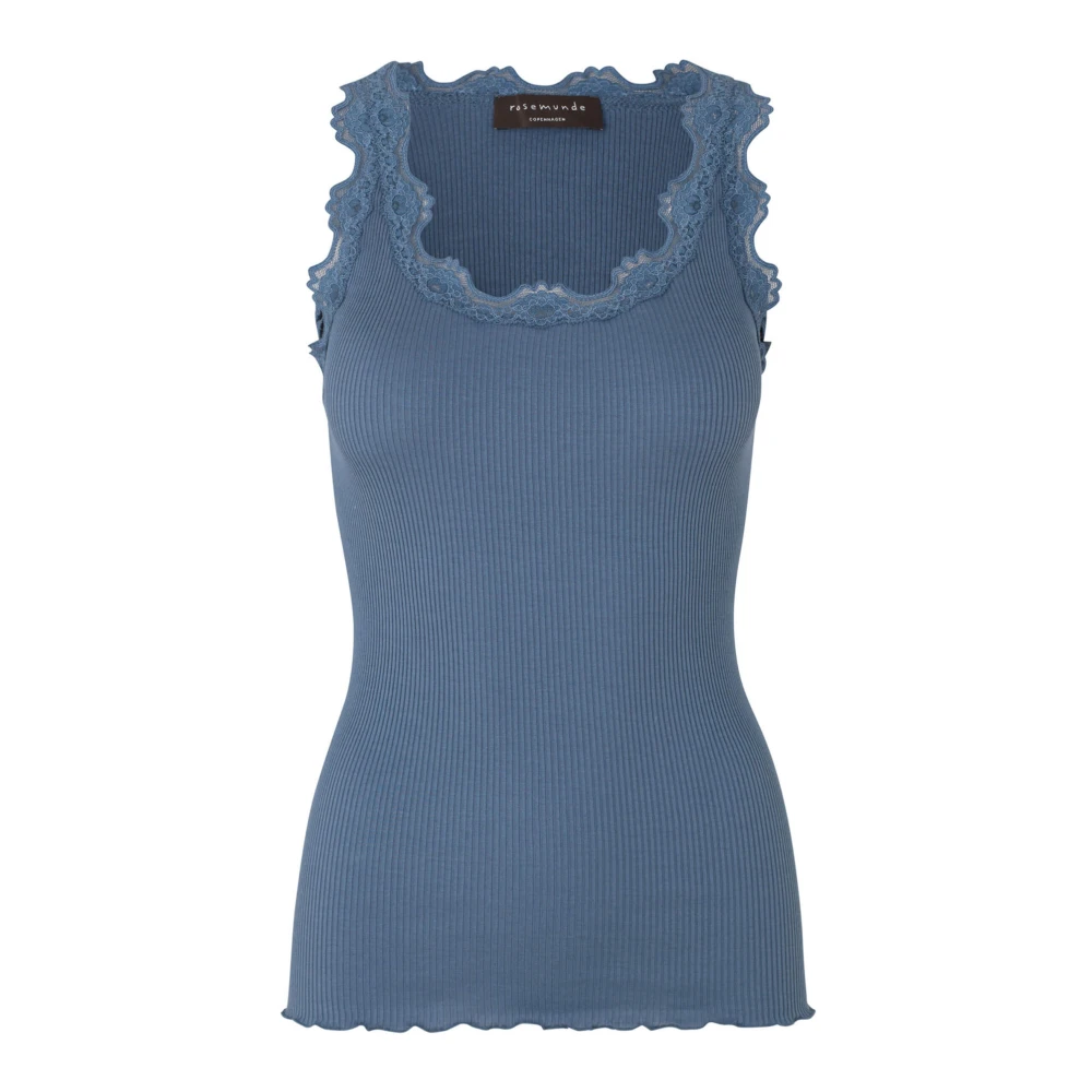 Rosemunde Blauwe Kant Top Vrouwelijke Stijl Blue Dames
