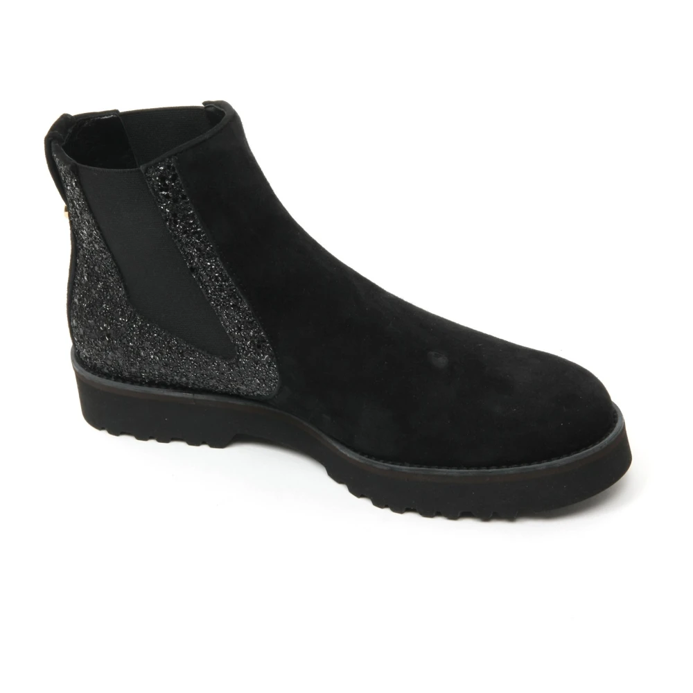 Hogan Women's Black Glitter Shoe Boot With Elastic - Chelsea Boots - 2 Uk - Shoes