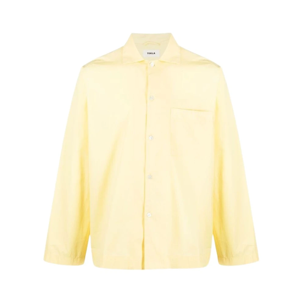 Tekla Citroengeel Poplin Pyjama Shirt Yellow Dames
