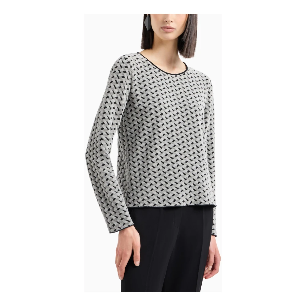 Emporio Armani Devoré Touch Sweaters Ronde Hals Lange Mouw Multicolor Dames