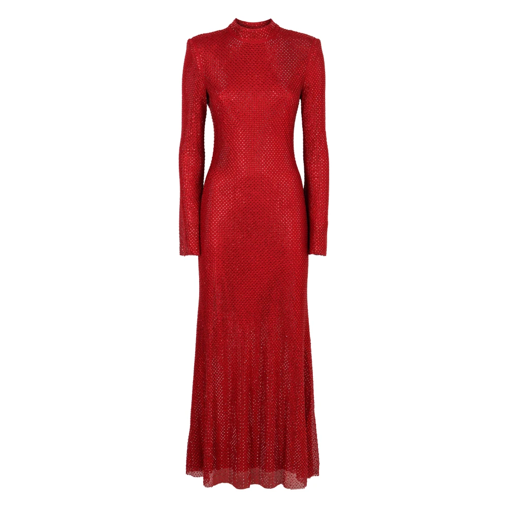 Self Portrait Elegante Rhinestone Jurk met Gewatteerde Schouders Red Dames