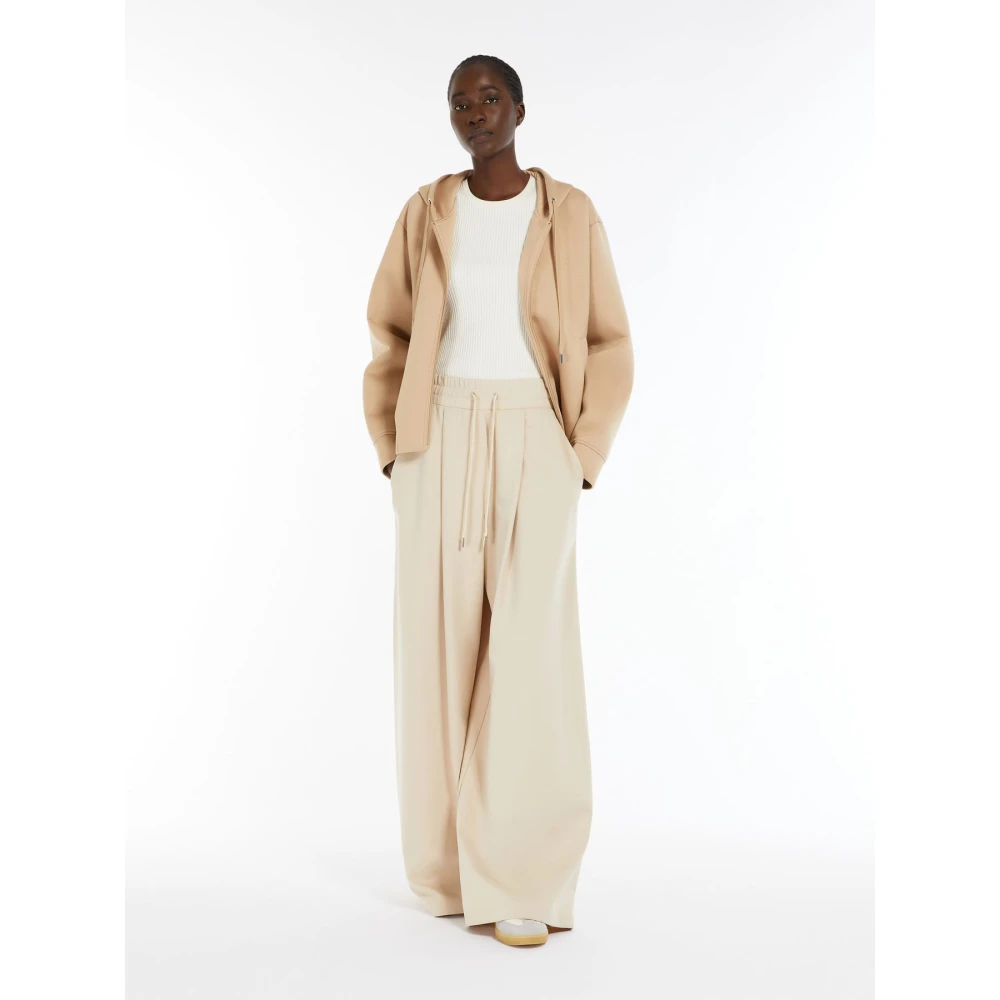 Max Mara Weekend Oversized Hoodie in Zacht Jersey Beige Dames