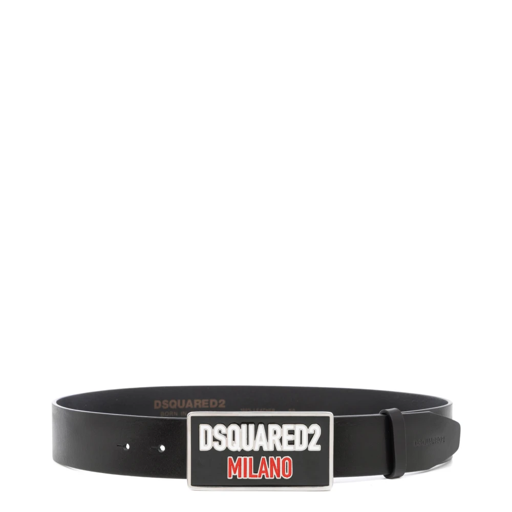 Dsquared2 Men's Black Belts,, Plain Buckle Belt Medium