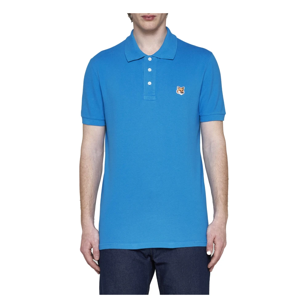 Maison Kitsuné Casual Polo Shirt Blue Heren