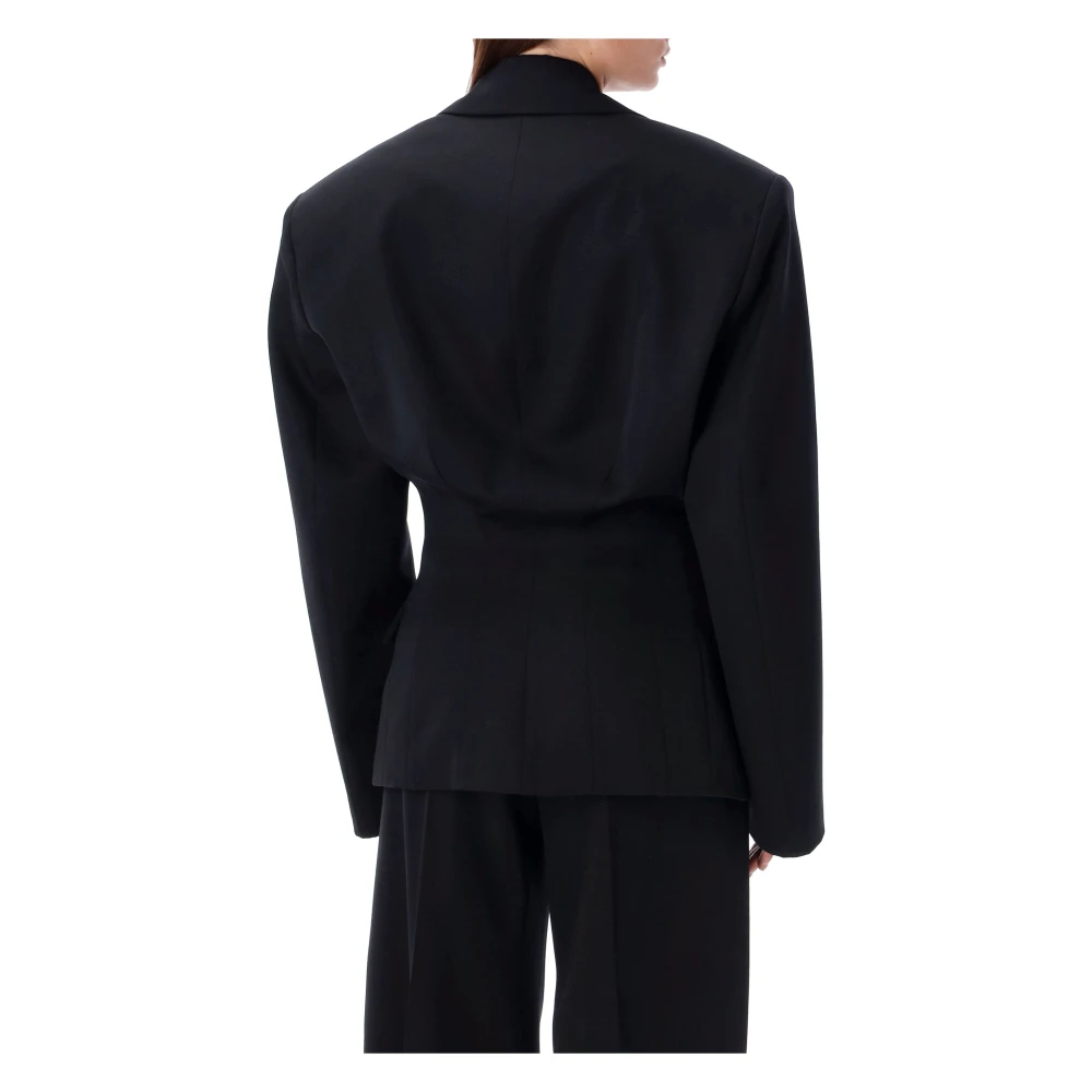 The Attico Zwarte Blazer met Brede Schouders Black Dames