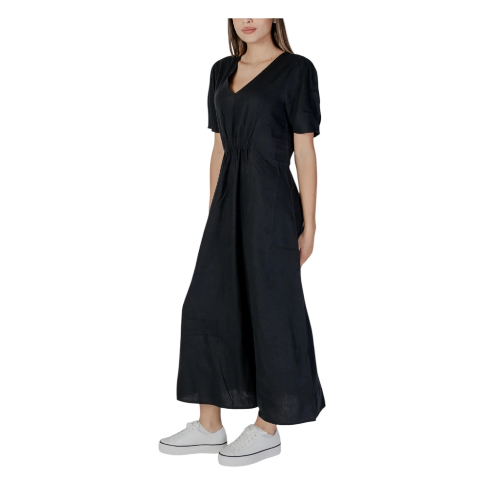 b.Young Linnen Viscose Jurk voor Dames Lente Zomer Black Dames