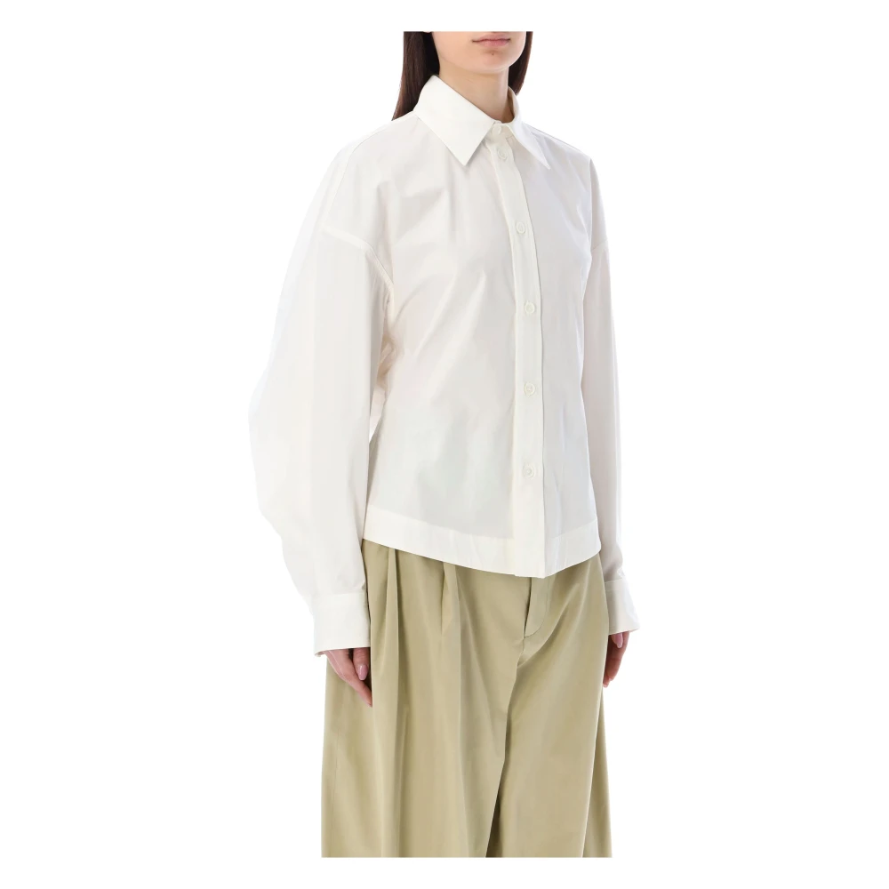 Bottega Veneta Witte Poplin Katoenen Overhemd met Balloneffect White Dames